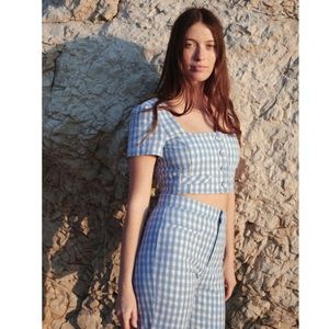 Zara NWT Cute Cropped Gingham Top